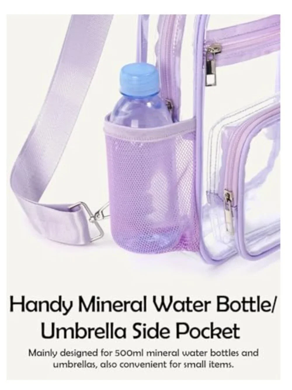 Clear Stadium Approved Crossbody Sling Backpack PVC Adjustable Strap